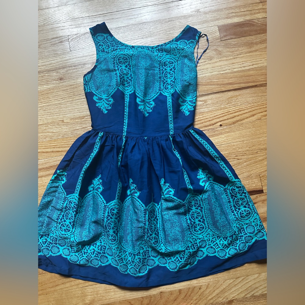 Up by Ultra Pink Dress in Blue and Teal size small